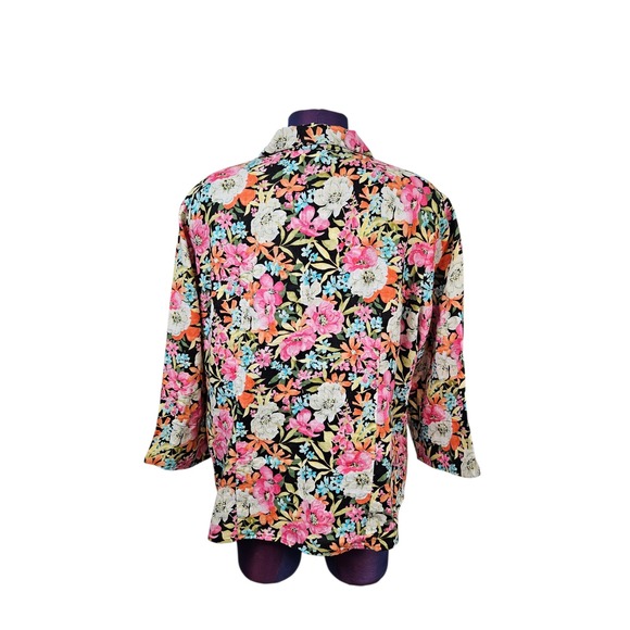 Vintage Talbots Floral Linen Button Down Shirt Woman Petites 16W Colorful C7 - Picture 7 of 11